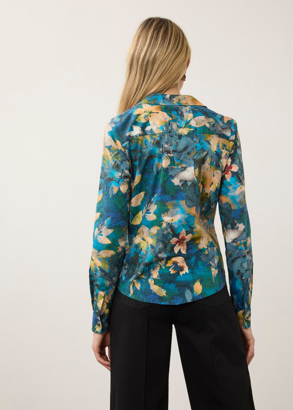 Long Sleeve Button Up Split Neck Shirt