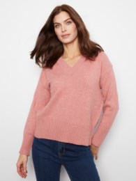 Long Sleeve Drop Shoulder V Neck