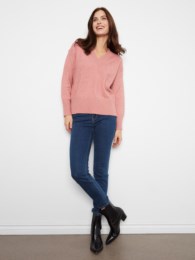 Long Sleeve Drop Shoulder V Neck