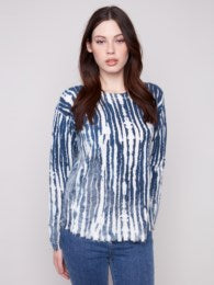 Reversible Printed Sweater With Frayed Edge