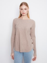 Long Sleeve Drop Shoulder Boat Neck Sweater With Side Button