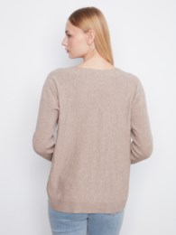 Long Sleeve Drop Shoulder Boat Neck Sweater With Side Button