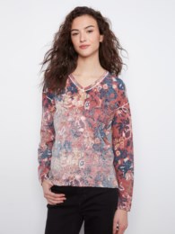 Long Sleeve Drop Shoulder V-Neck Reversible Sweater