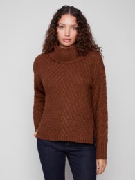 Ribbed. Cowl Neck Sweater