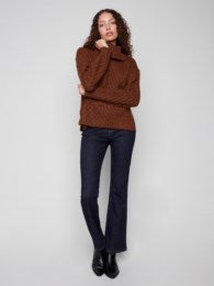 Ribbed. Cowl Neck Sweater