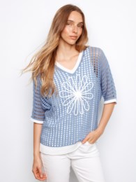 Fishnet Dolman Elbow Sleeve Sweater
