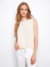 Sleeveless Top With Drawcord At Hem