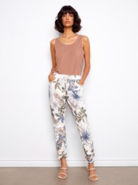 Printed Crinkle Bengaline Pull On Jogger Pant