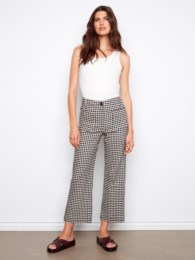 Gingham Wide Leg Pant With Patch Pocket