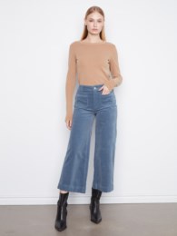 Cropped Insert Pocket Wide Leg Corduroy Pants
