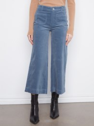 Cropped Insert Pocket Wide Leg Corduroy Pants