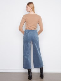 Cropped Insert Pocket Wide Leg Corduroy Pants