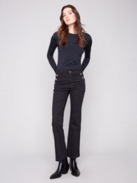 Flare Colour Twill Pant With Buttons