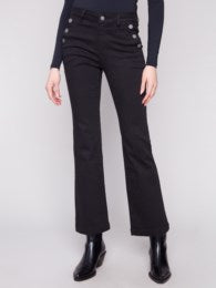 Flare Colour Twill Pant With Buttons