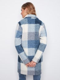 Plaid Boucle Knit Tailored Collar Coat