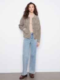 Eyelash Yarn Denim Style Jacket