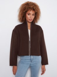 Wool Bomber Jacket With Zipper At Front