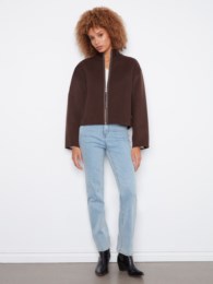 Wool Bomber Jacket With Zipper At Front