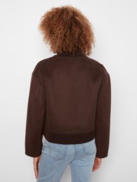 Wool Bomber Jacket With Zipper At Front