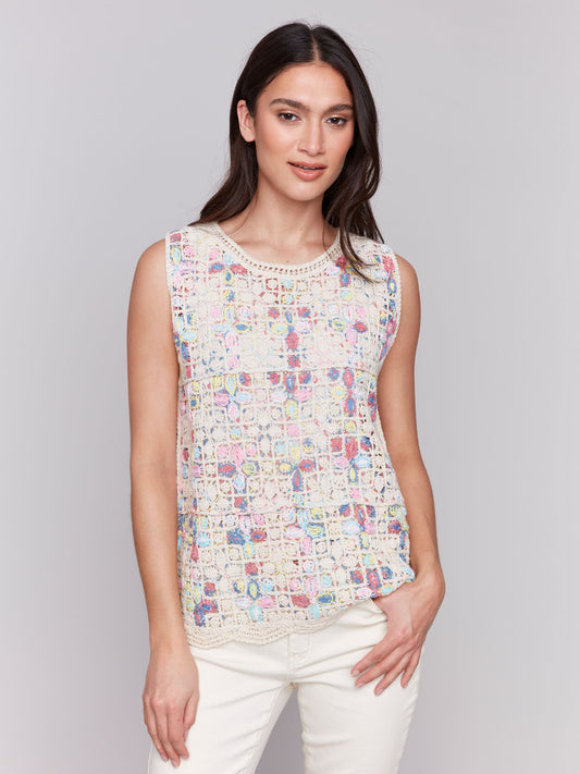 Crochet Sleeveless Crew Neck Cami