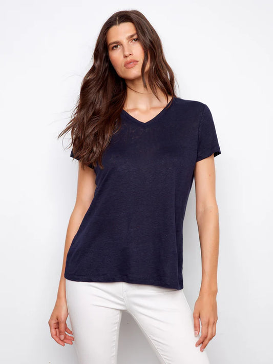 Linen V-Neck T-Shirt