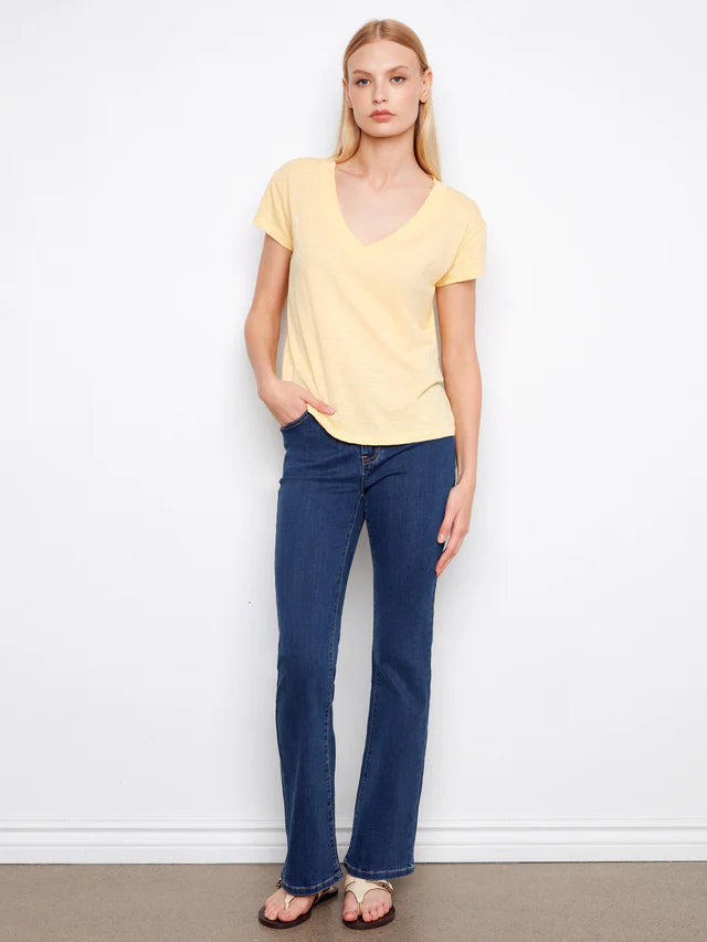 Organic Cotton Drop Shoulder V-Neck T-Shirt