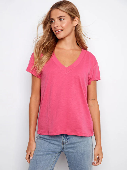 Organic Cotton Drop Shoulder V-Neck T-Shirt