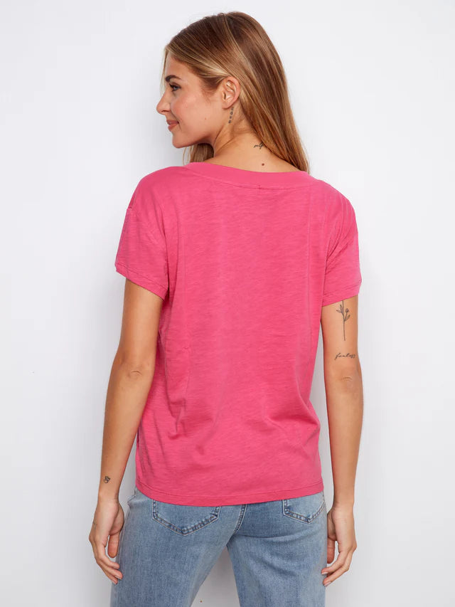 Organic Cotton Drop Shoulder V-Neck T-Shirt