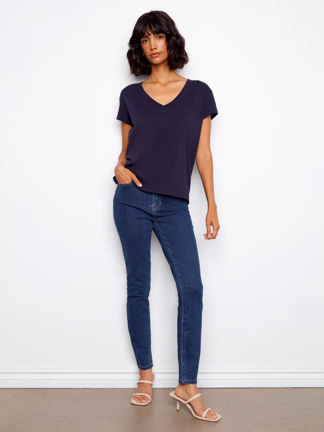 Organic Cotton Drop Shoulder V-Neck T-Shirt