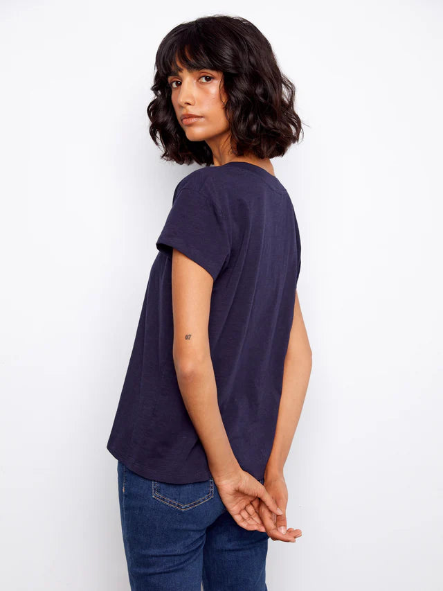 Organic Cotton Drop Shoulder V-Neck T-Shirt