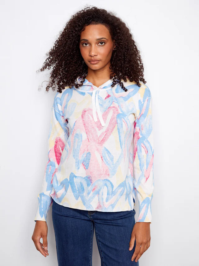Reverse Print Long Sleeve Hoodie Sweater