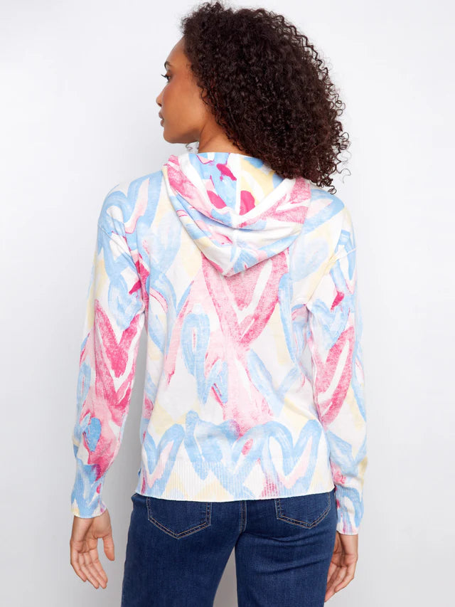 Reverse Print Long Sleeve Hoodie Sweater