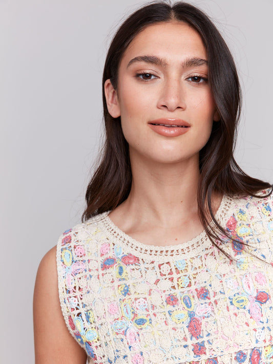 Crochet Sleeveless Crew Neck Cami