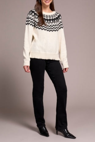 Long Sleeve Scoop Neck Sweater With Beads