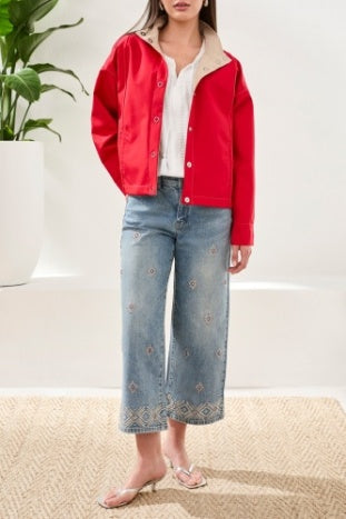 Long Sleeve Snap Front Reversible Lacket