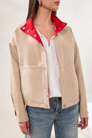 Long Sleeve Snap Front Reversible Lacket