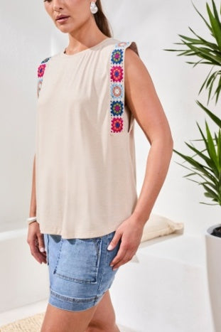 Sleeveless Top With Crochet Detail