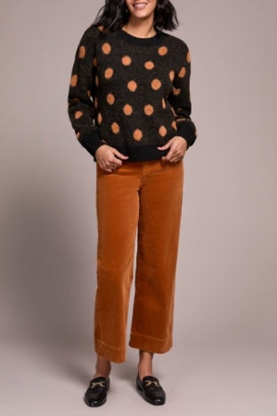 Polka Dot Long Sleeve Crew Neck Sweater