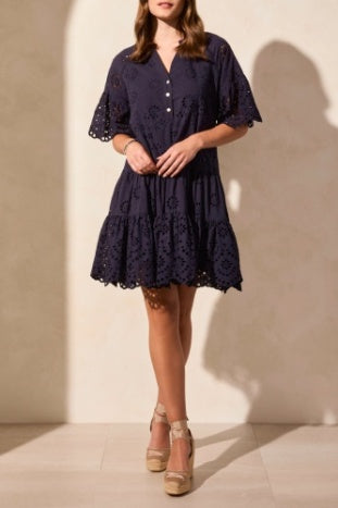Mixed pattern Eyelet Dress