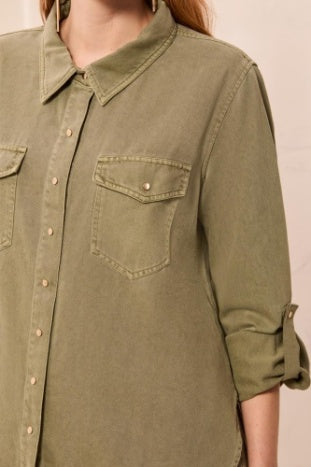 Classic Denim Shirt With Roll Up Sleeves