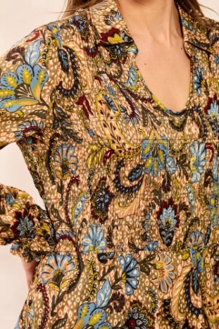 Long Sleeve Blouse With Smocking