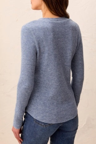 Brushed Waffle Knit Henley Long Sleeve Top
