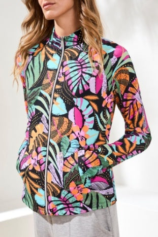 Printed Mock Neck Cardigan