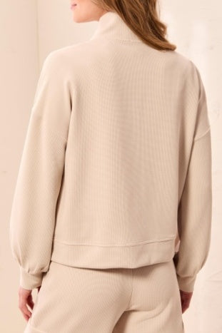 Long Sleeve Mock Neck Zip Cardigan