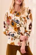 Printed Cable Cotton Crew Neck Sweater