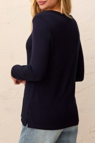 Soft French Terry Scoop Neck Long Sleeve Top