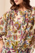 Flowy Dloman Sleeve Blouse with Self Covering Buttons