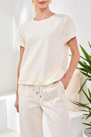 Crew Neck Top With Drawstring