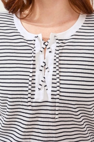 Short Sleeve Top With Front Lace Up