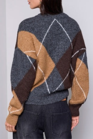 Lofty Argyle Sweater Cardigan